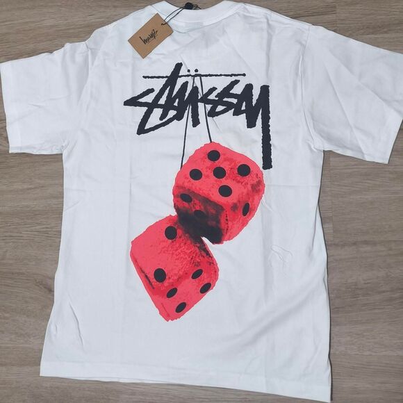 Stüssy Dice Graphic Tee White Size S NWT - Picture 5 of 7